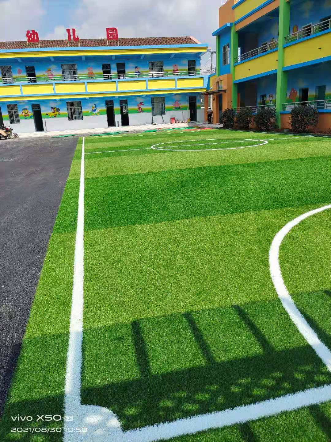 学校足球场运动草人造草坪:足球运动和其他体育活动专用人造草坪