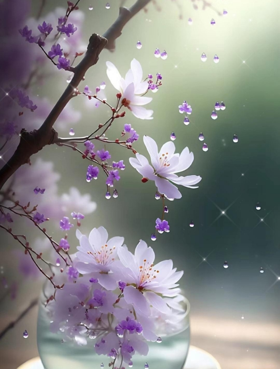 紫色唯美垂花,宛如一幅画卷展现在我们面前.