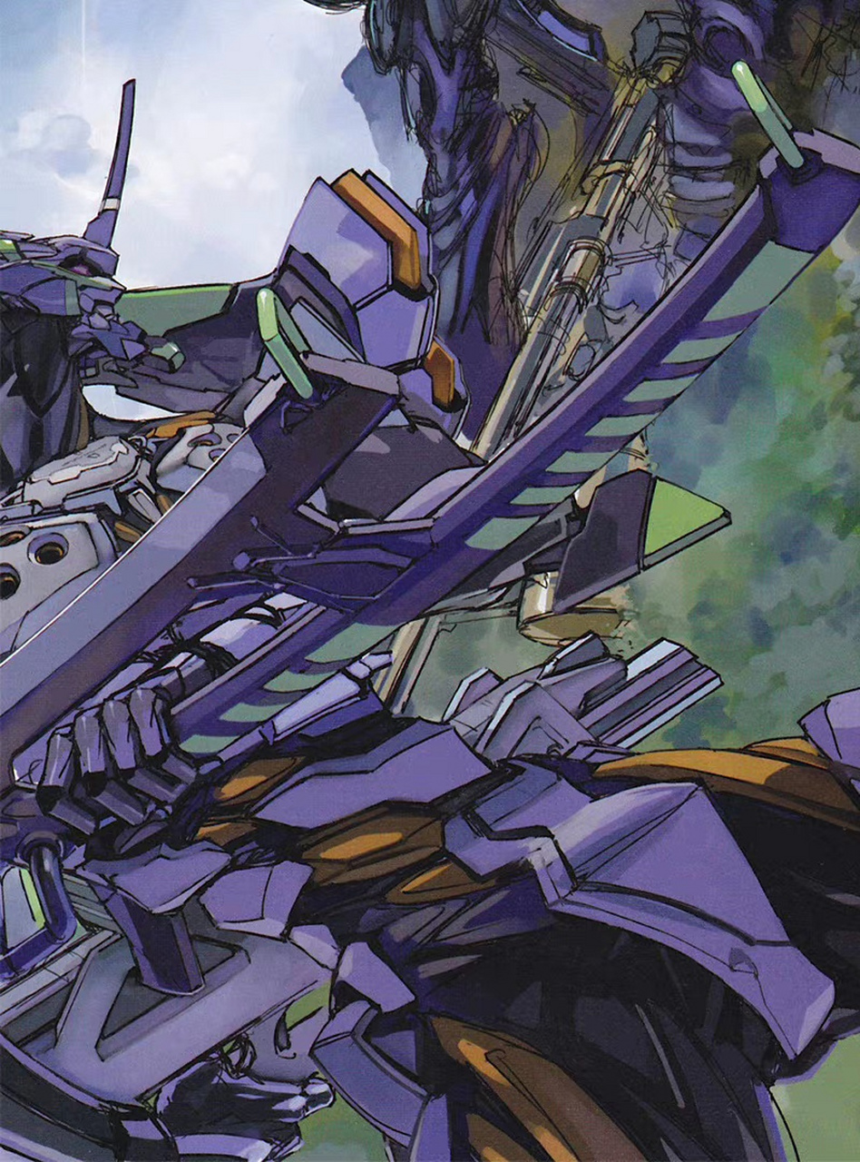 《eva anima》官方小说中的eva最终号机插画,展现了这台号称最终机体