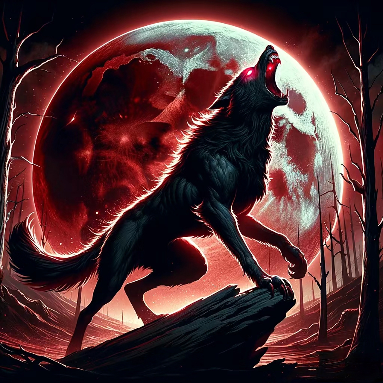 血月魔狼这一形象,无疑为这幅画面增添了几分恐怖与奇幻色彩.