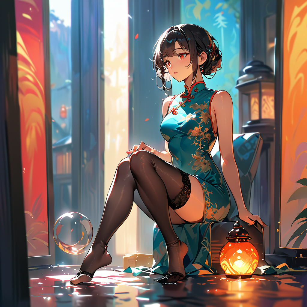 ai:旗袍二次元美女关键词.4k高清