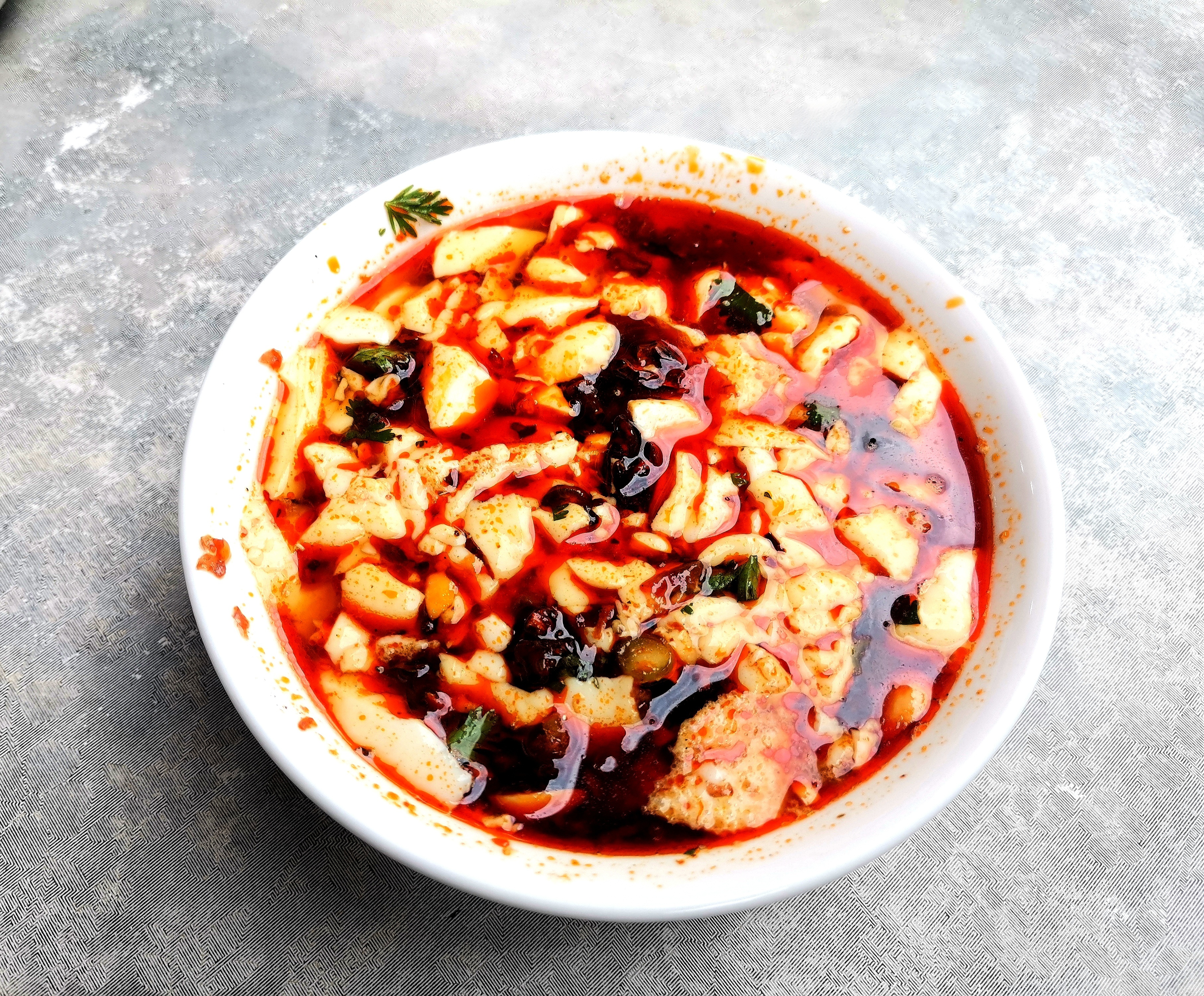 奔赴春天的旅行# 青木川古镇的美食一一麻辣豆腐脑,色香味俱全!