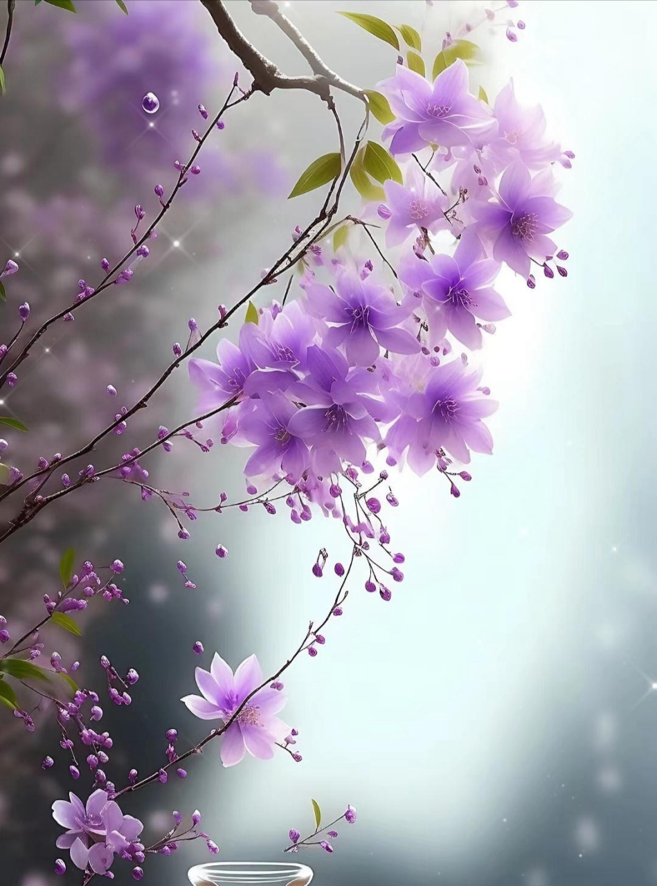 紫色唯美垂花,宛如一幅画卷展现在我们面前.