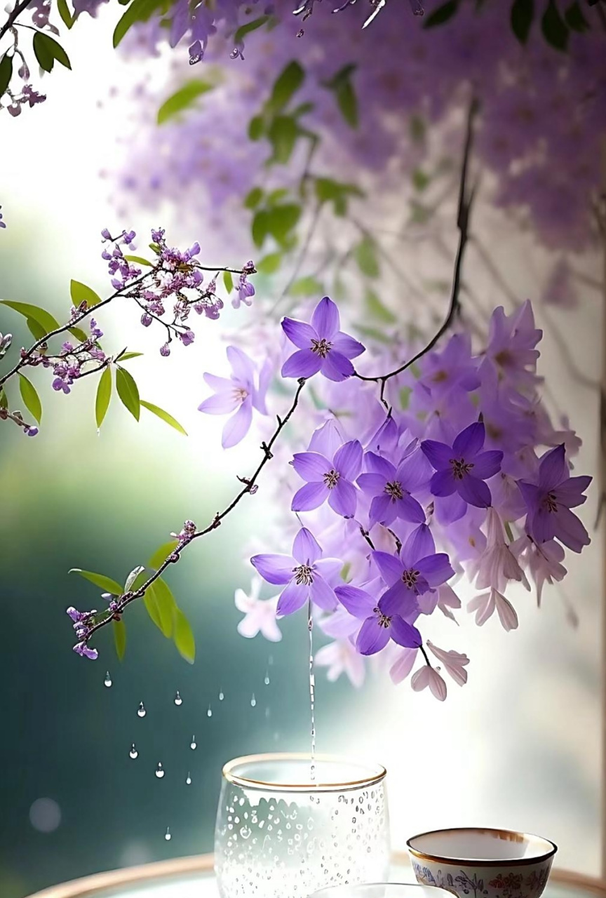 紫色唯美垂花,宛如一幅画卷展现在我们面前.