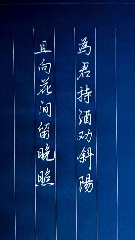 行书:为君持酒劝斜阳,且向花间留晚留晚照.-度小视