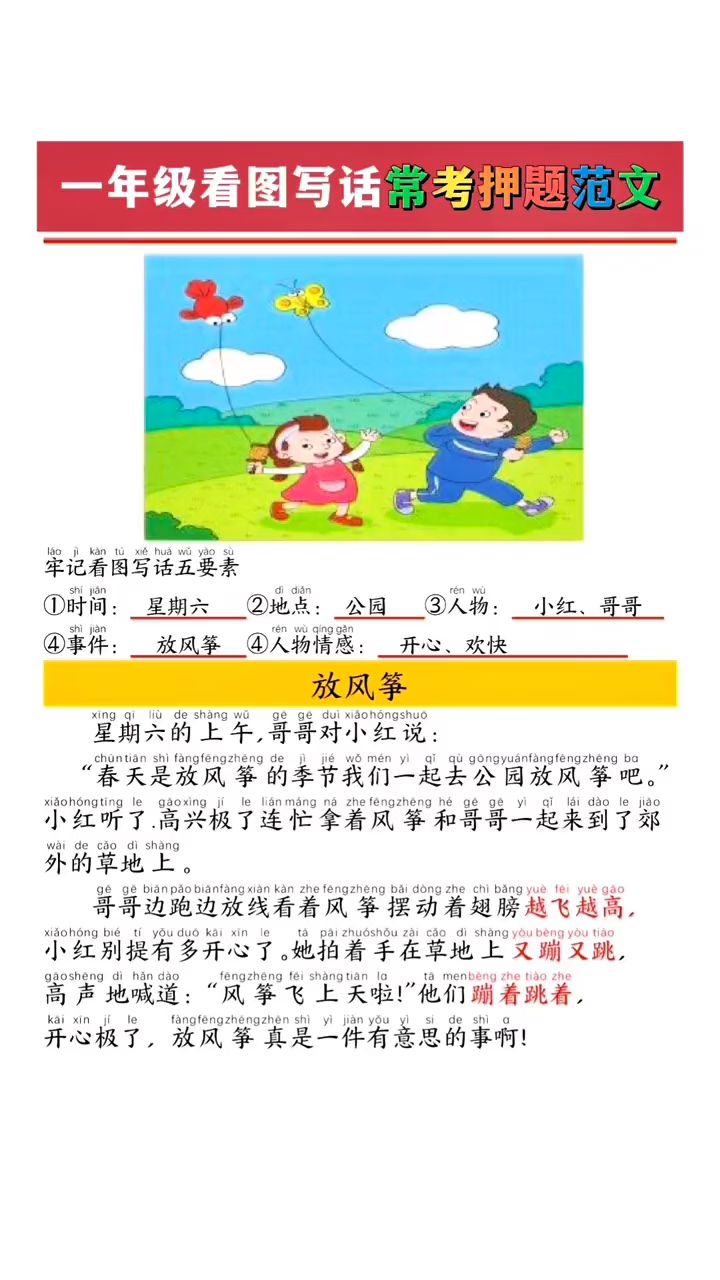 一二年级看图写话是重点,跟着课本学看图写话吧