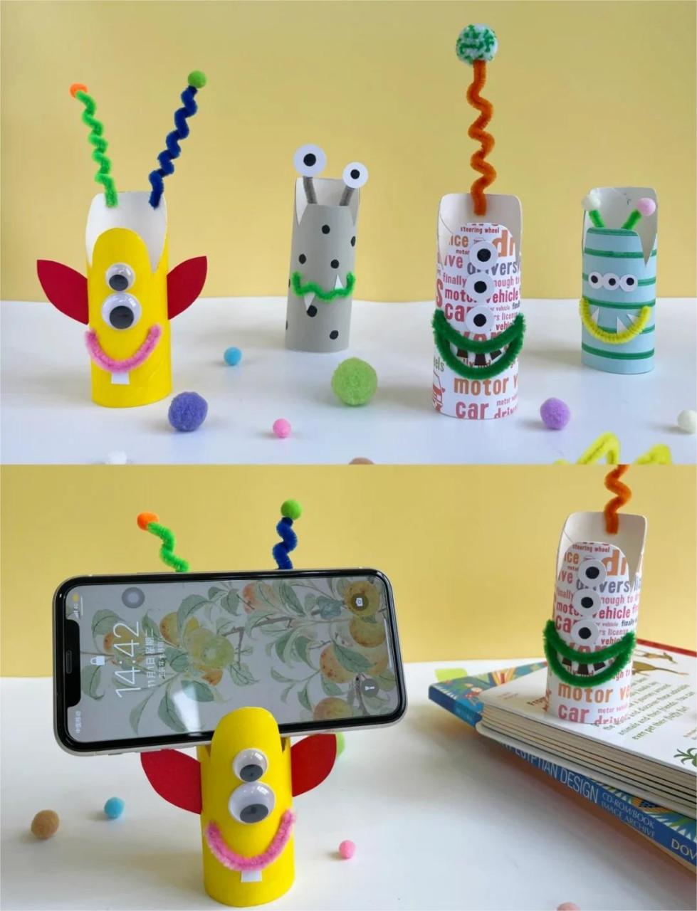 卷纸筒自制手机支架丨变废为宝手工丨超简单 07 只需一个卷纸筒芯