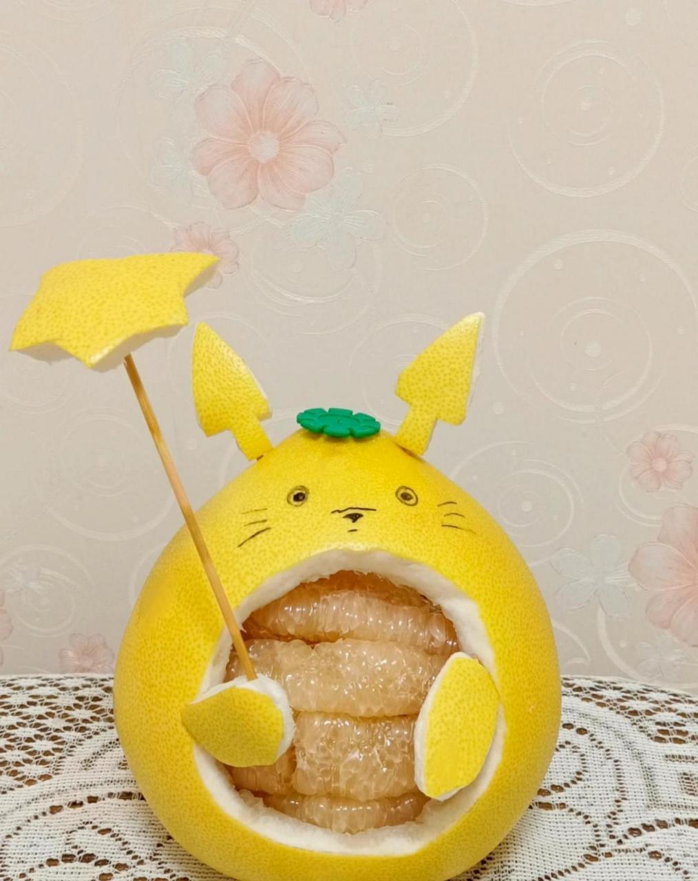 柚子手工柚子造型龙猫柚子造型 柚子的季节到啦,快霍霍起来 工具简单