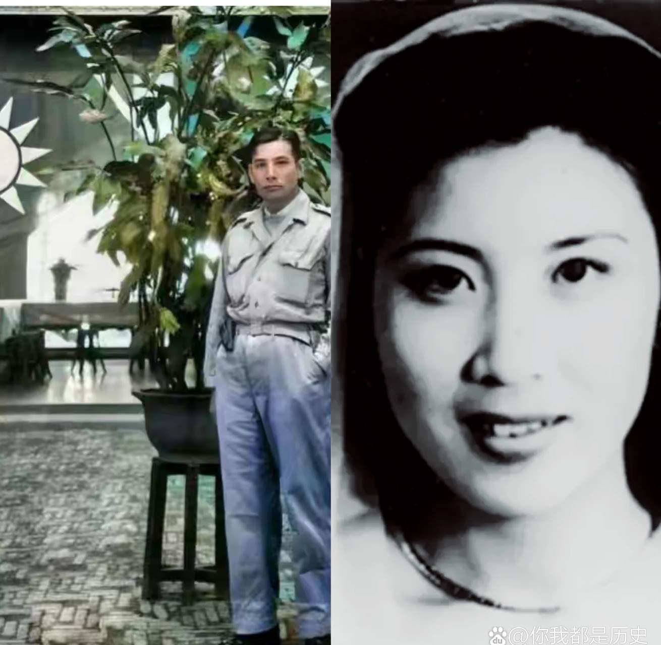 照片左边是张灵甫,右边是他的第二任妻子吴海兰.