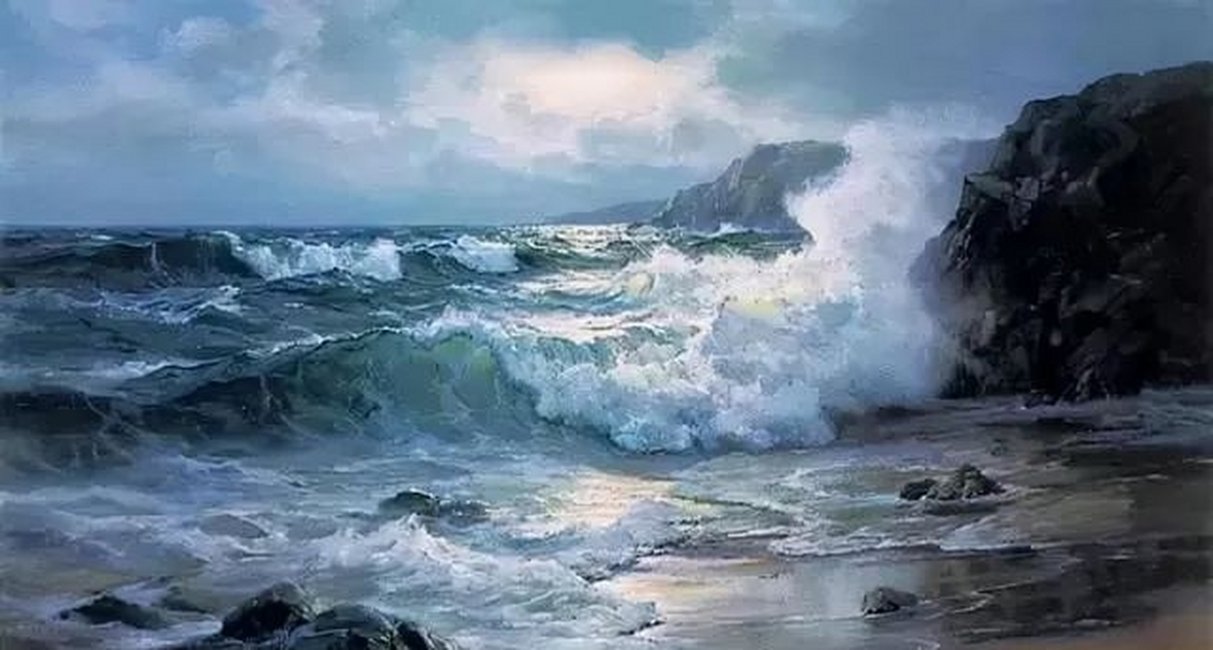 美国画家查尔斯·维克里油画作品欣赏,他是一位出色的海景大师,画作