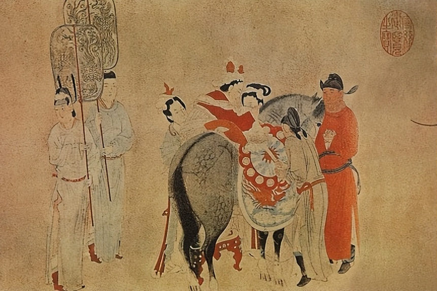 元朝画家钱选巅峰之作《杨贵妃上马图》惊艳亮相,细腻描绘出华贵非凡
