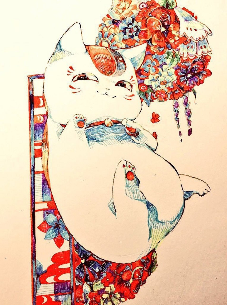 夏目友人帐# 猫咪老师 铅笔彩绘~ (x:kita_kai_)#acg优质作者激励