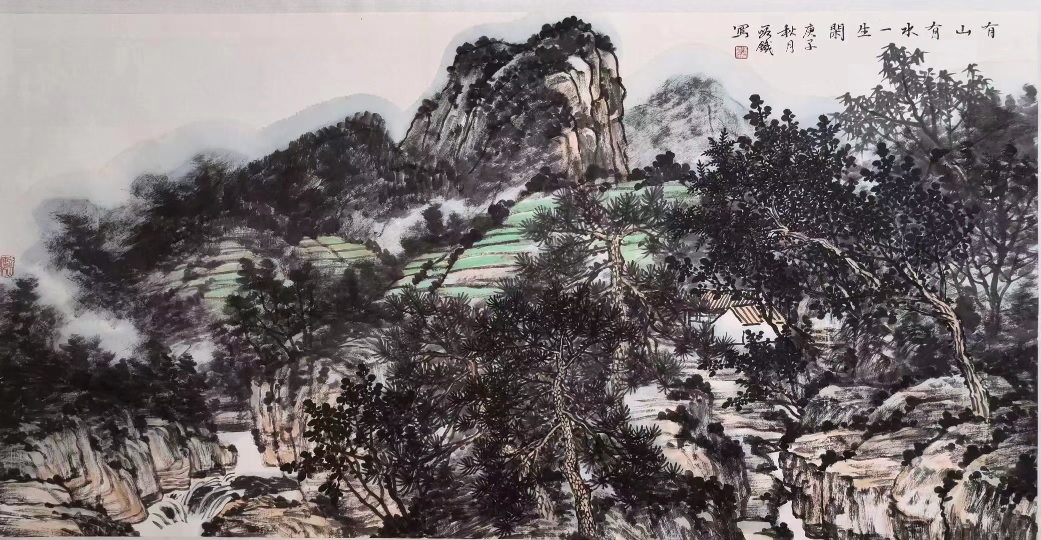 段铁山水画《有山有水一生闲》四尺整张真迹赏析