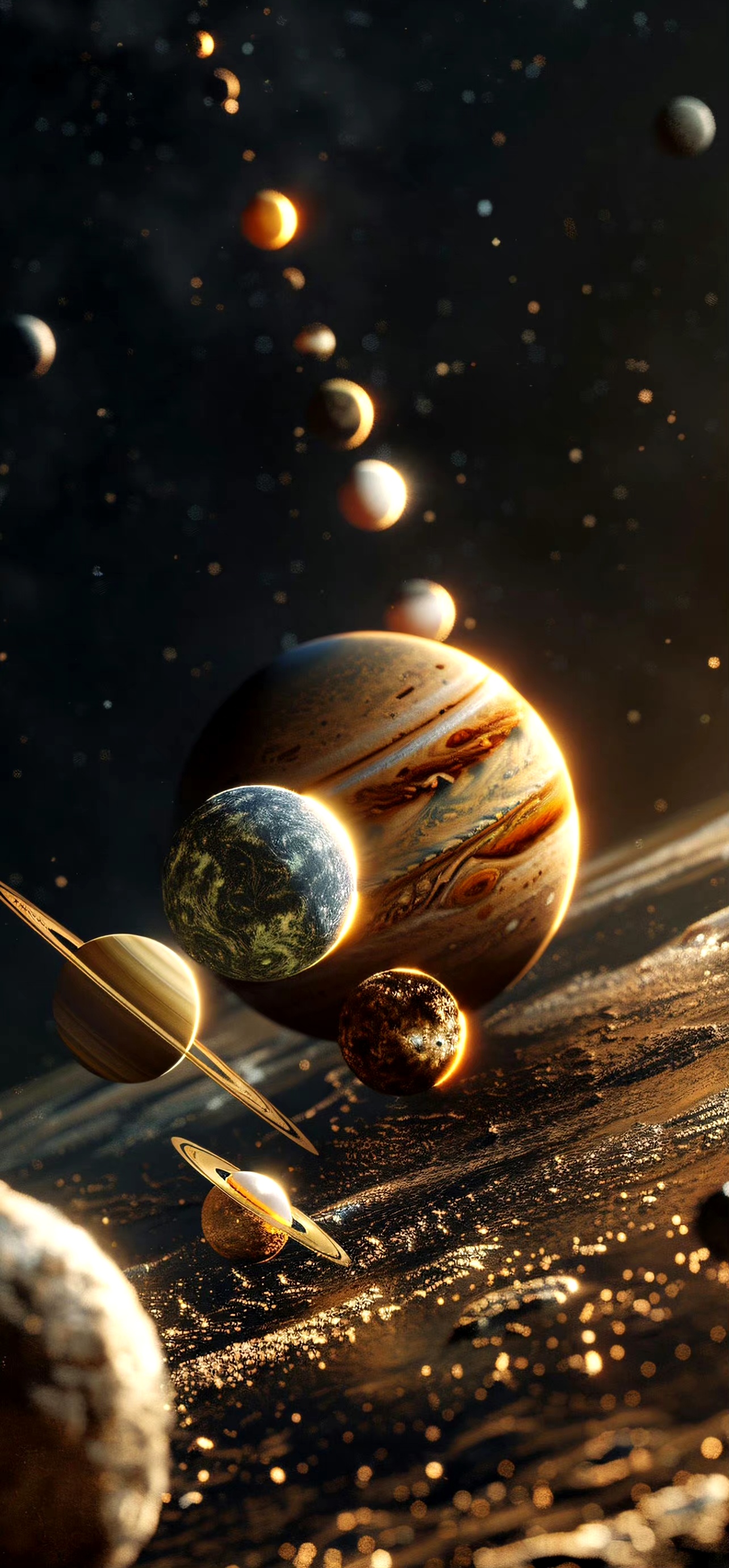 分享一组星球插画作品,展现了不同行星在宇宙间的形象,让人们感受到