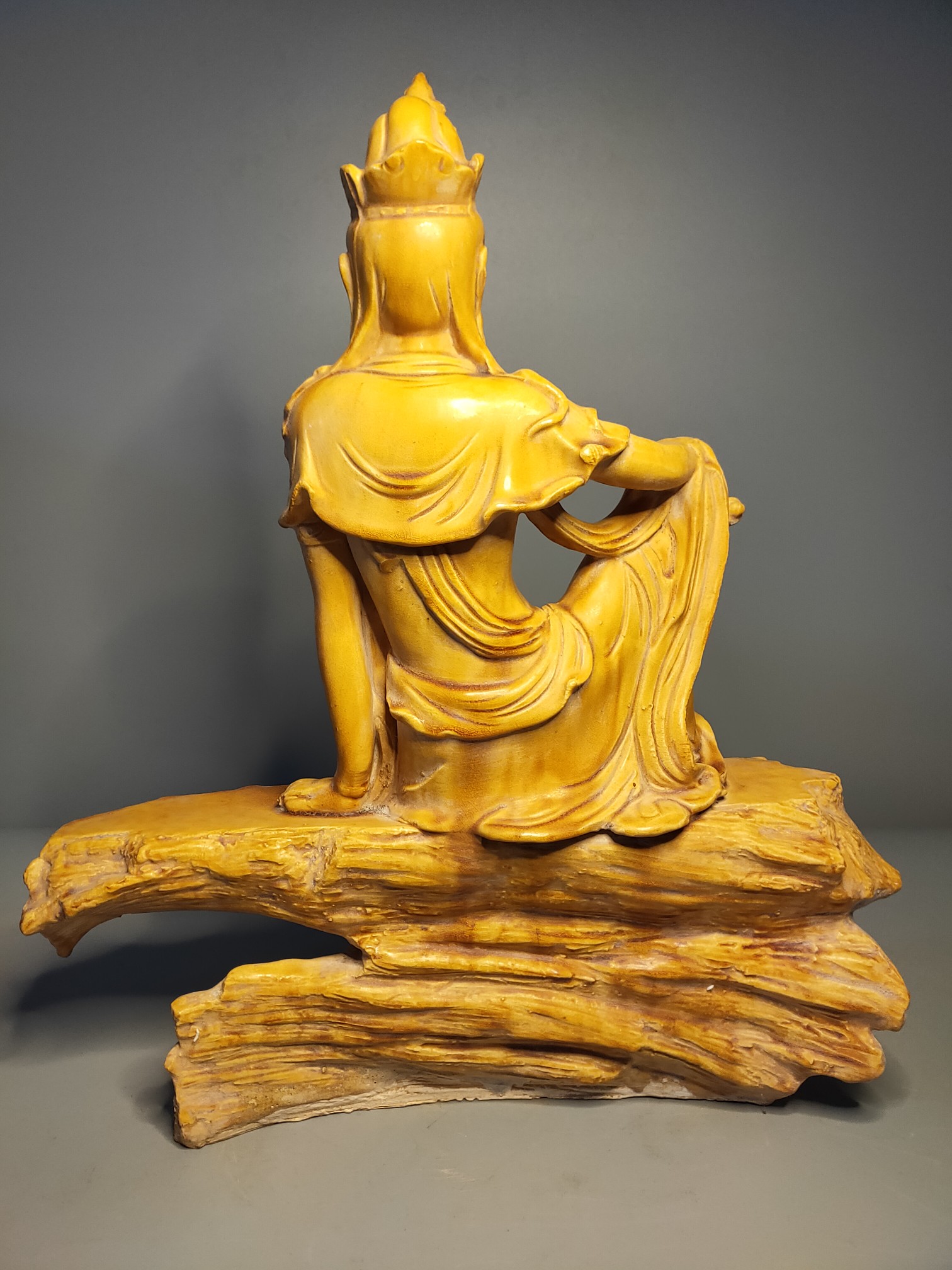 唐三彩「文殊菩萨」佛像,开片自然