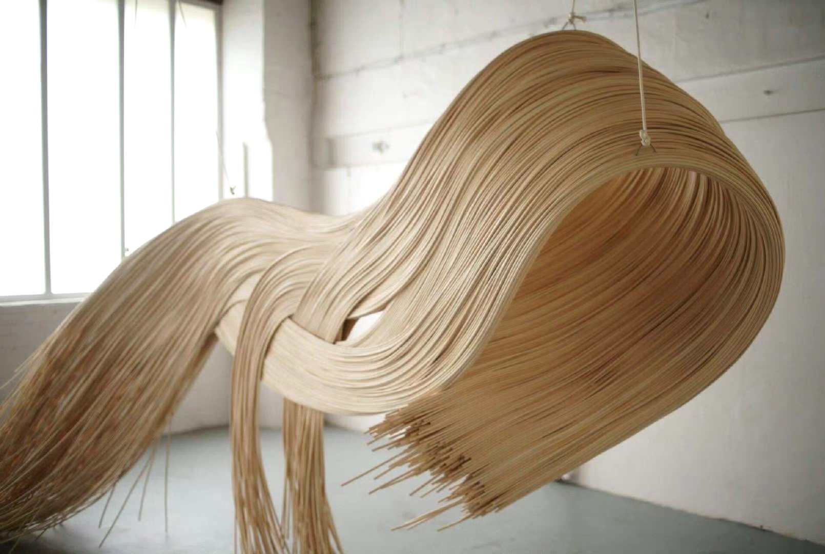 雕塑家aurélie hoegy创作的一组藤条雕塑,将流动的线条定格为可表达