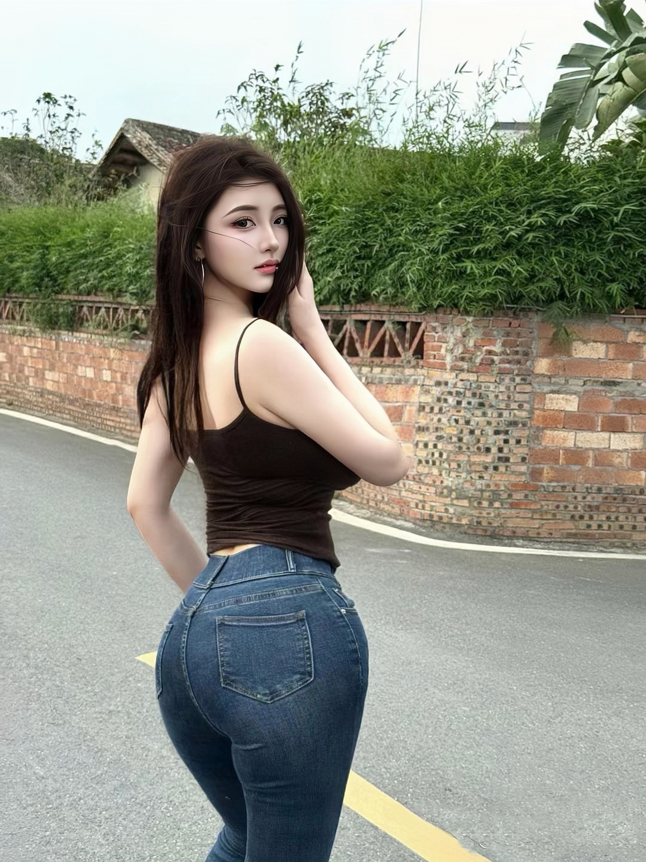 微胖女生穿搭不同风格衣服或在室内或在户外展现个人的身体曲线的