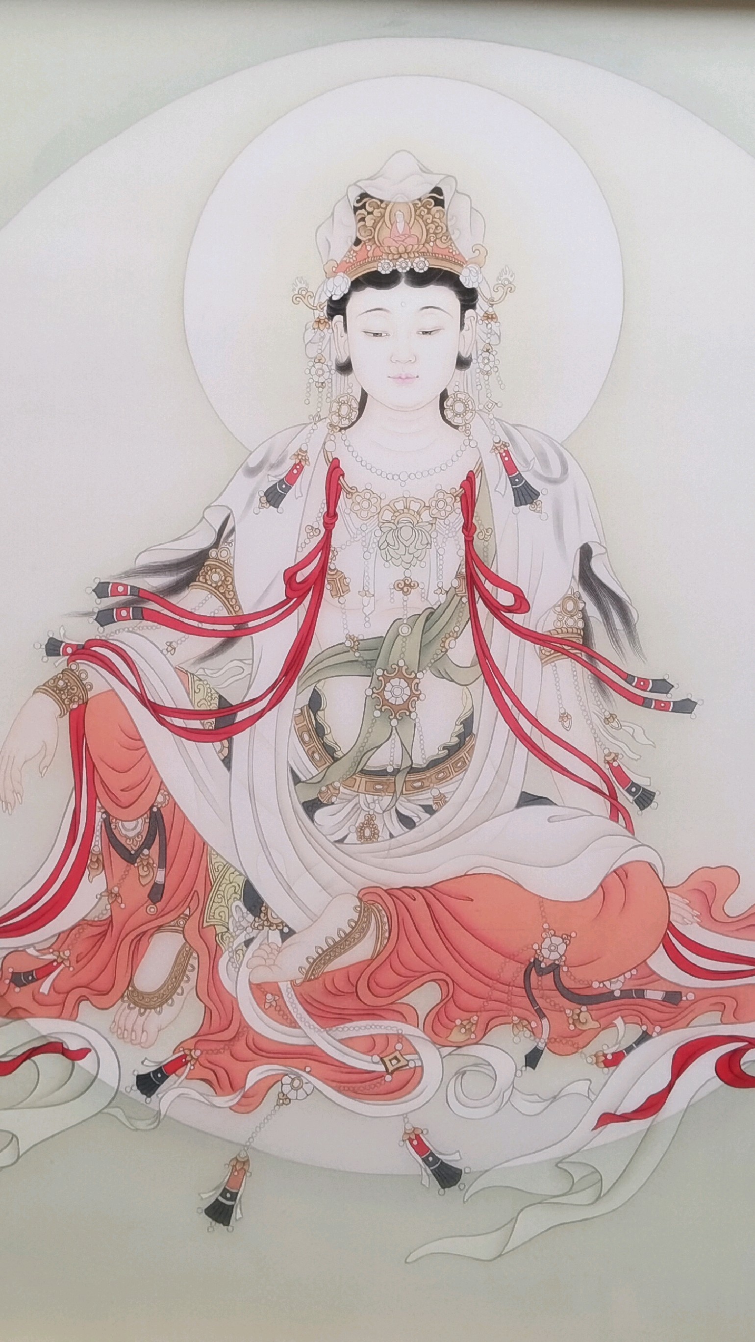 自在观音绘画过程共赏;知足常乐是心态,勇往直前是状态,人情冷暖是