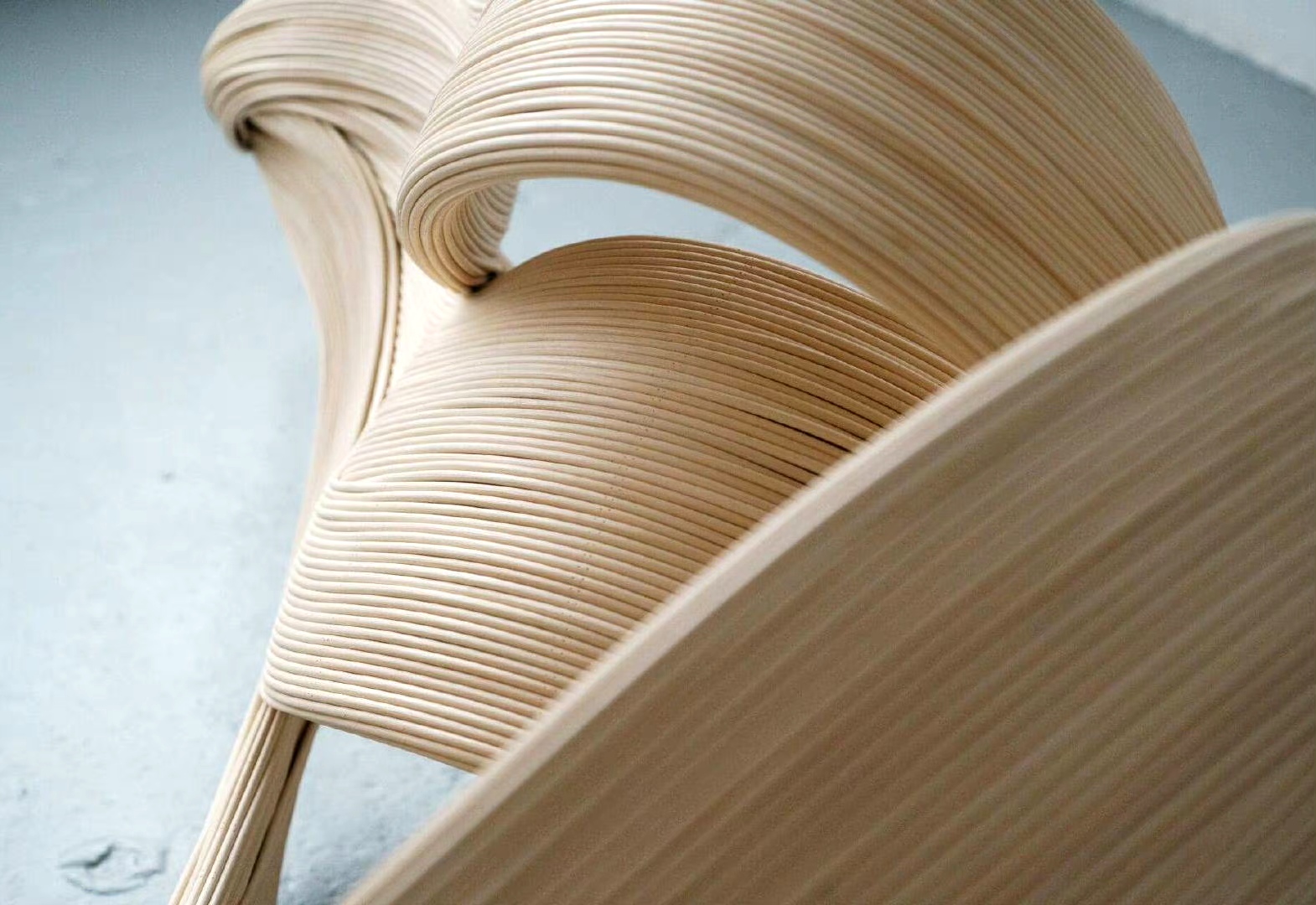 雕塑家aurélie hoegy创作的一组藤条雕塑,将流动的线条定格为可表达