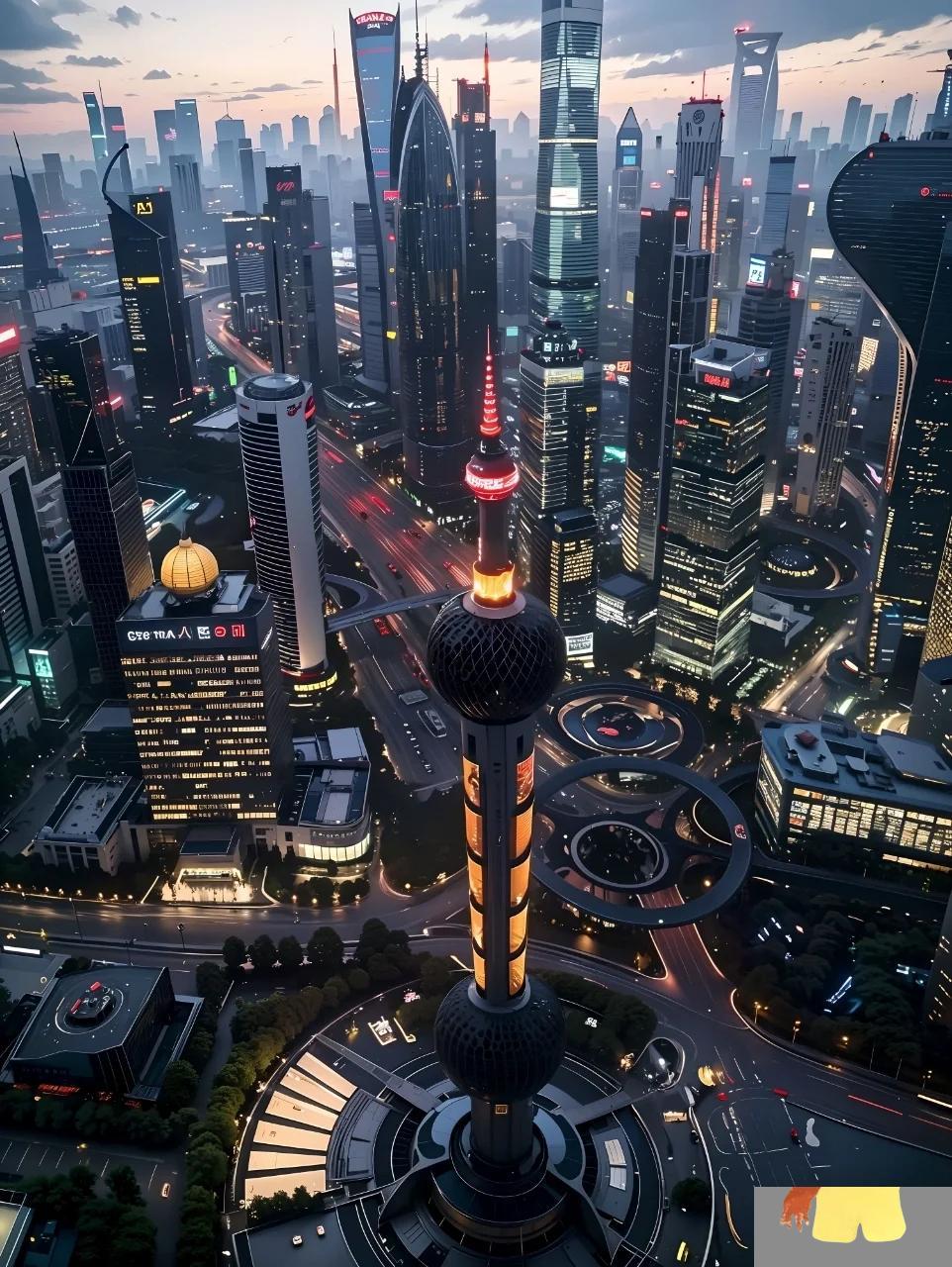 夜景鸟瞰效果图