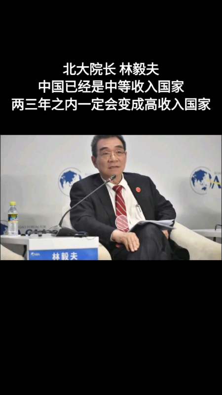 林毅夫中国已是中等收入国家两三年之内一定会成高收入国家
