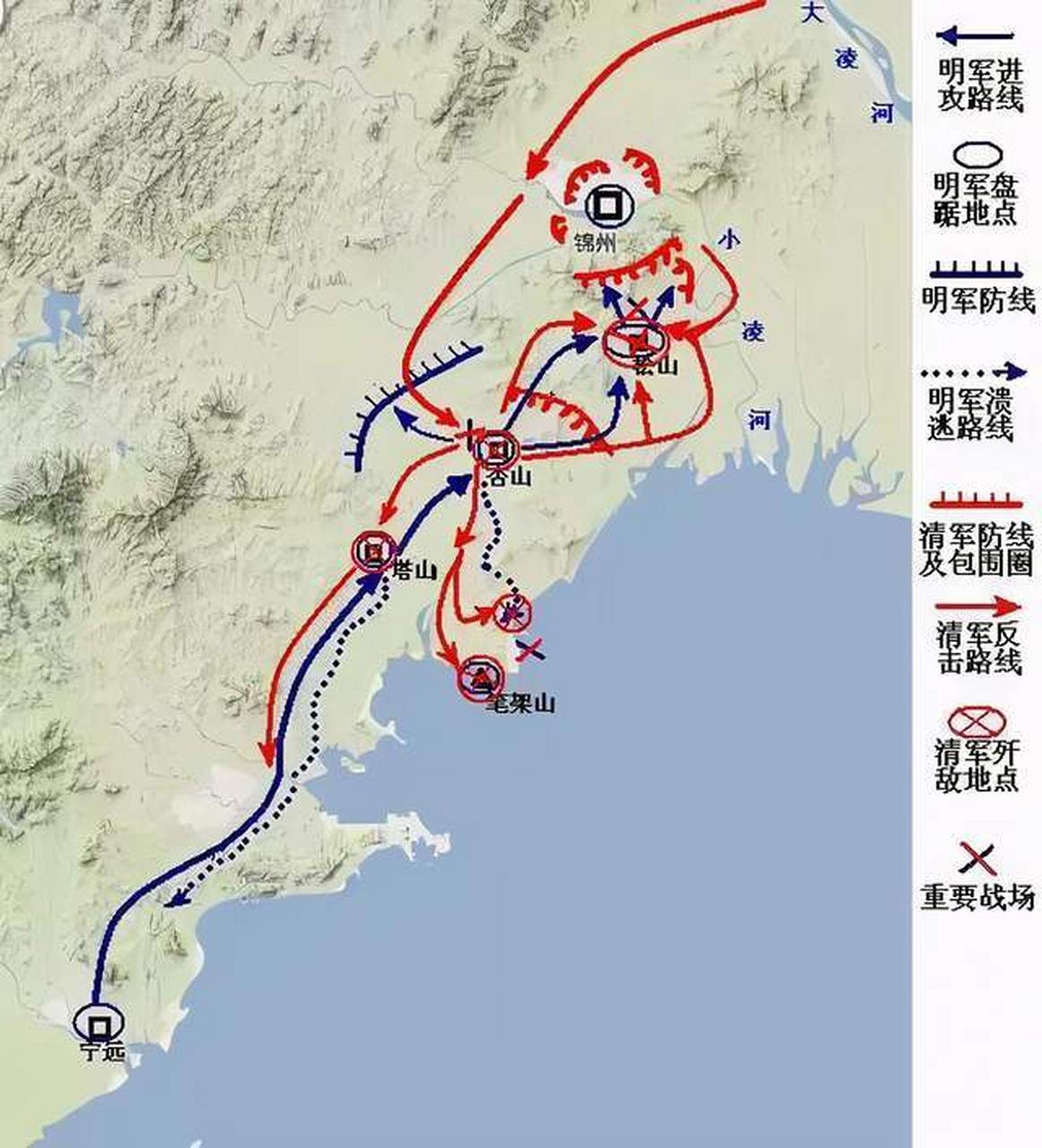 决定大明王朝最终命运的松锦大战情势地图