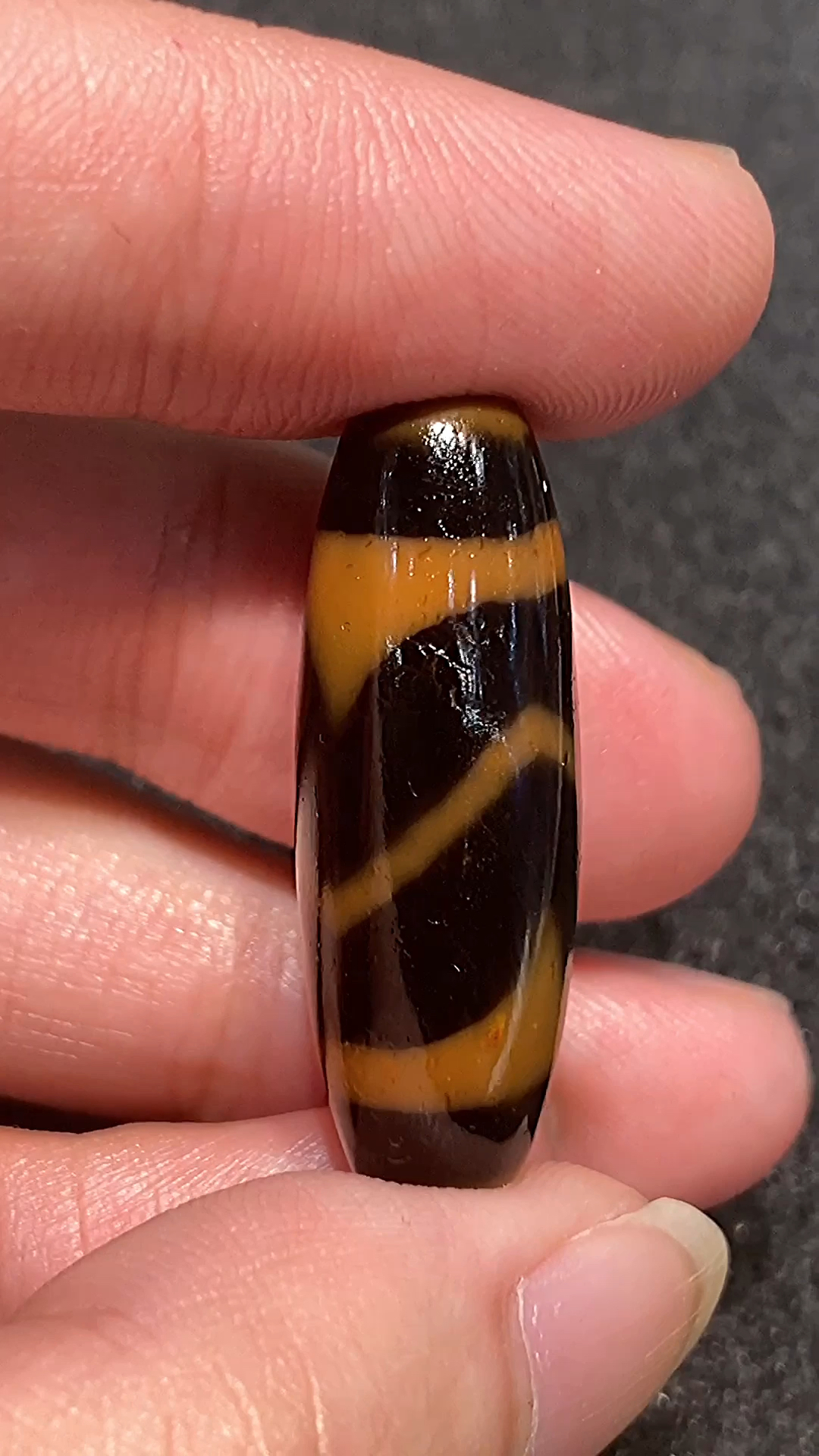 老冯,双虎牙天珠【黑金】尺寸:10.6*30.4mm