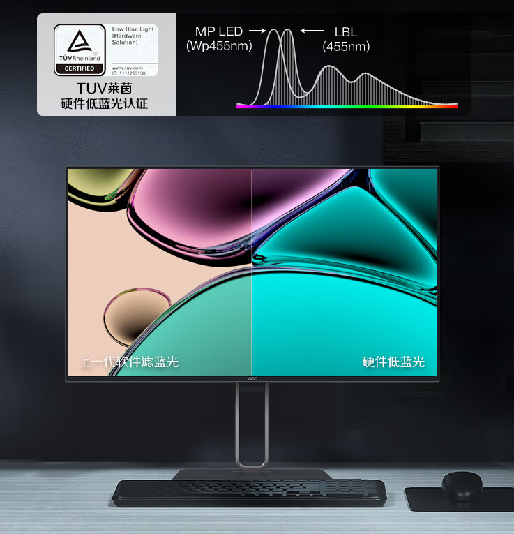aoc显示器u27u2dp ultra,nanolps black面板,功耗更低画质更好