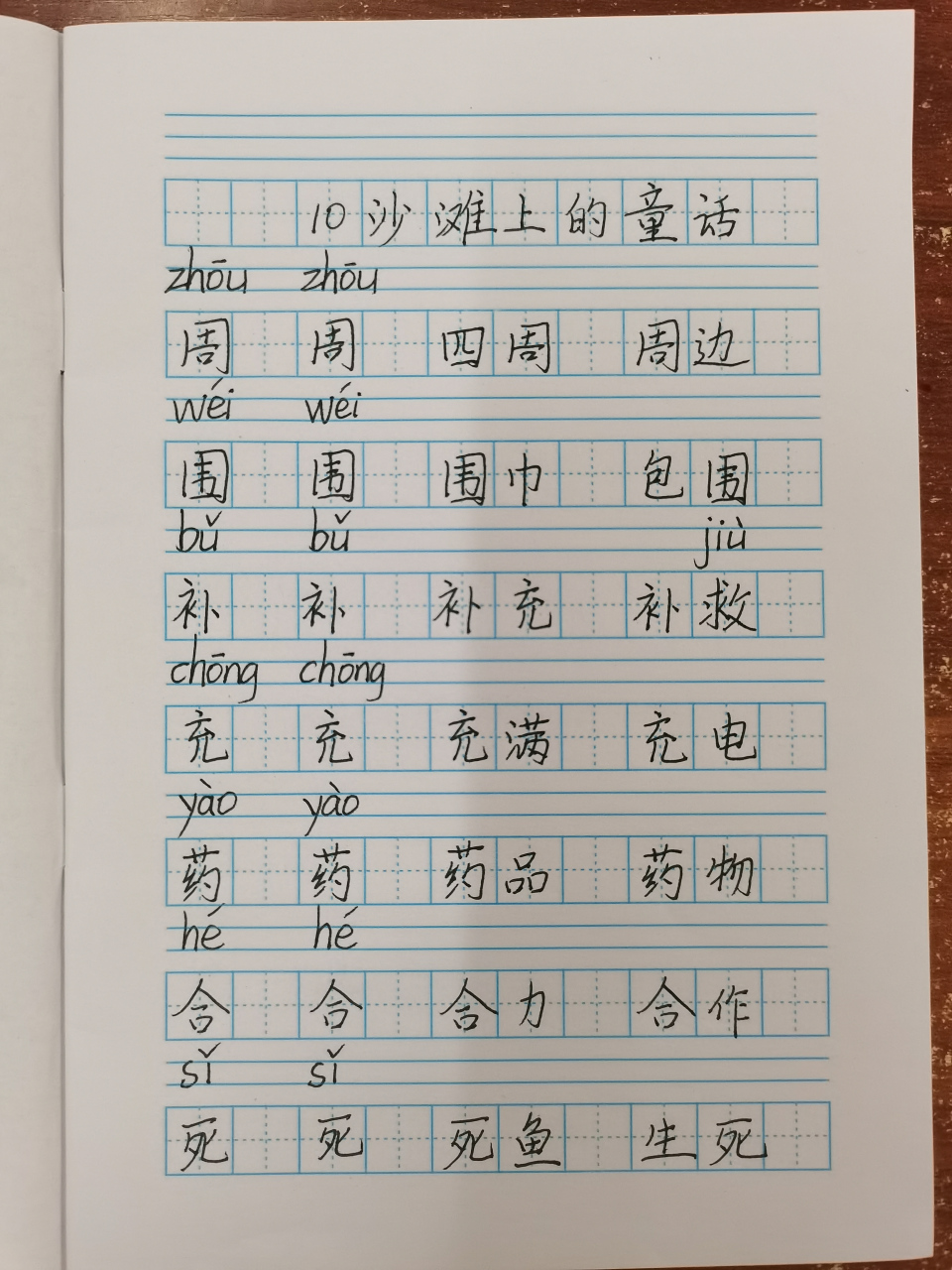 二年级下册语文《沙滩上的童话》要求写的生字词