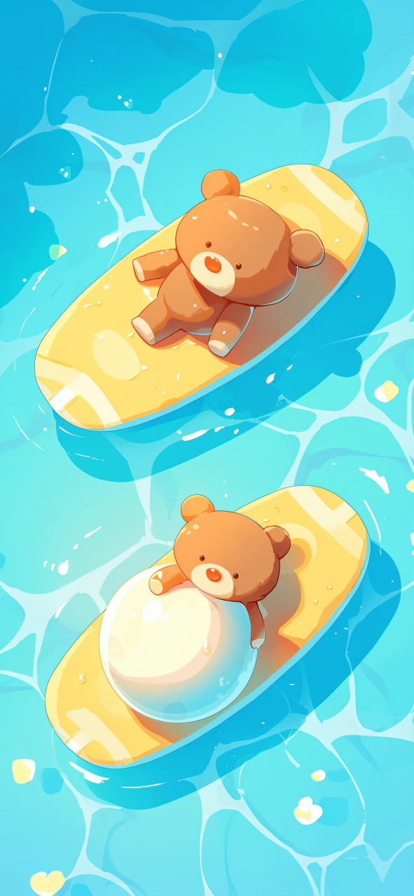 壁纸# #动漫# 一组游泳池的壁纸,蓝色的感觉让人很放松,卡通小动卧谮