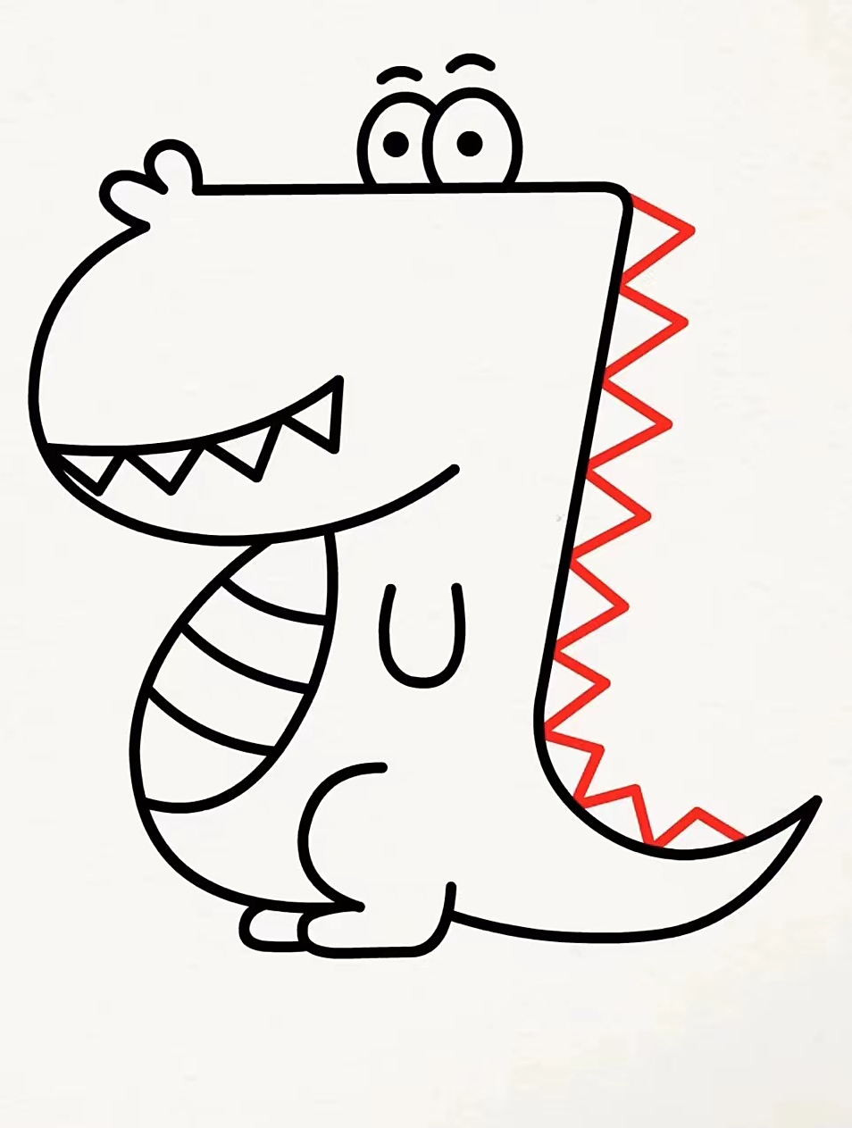 寥寥几笔,就可以画出可爱的小恐龙