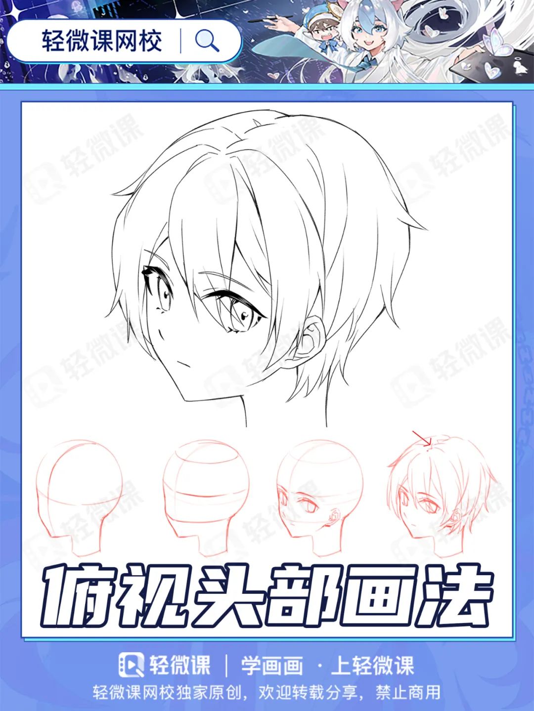 学习俯视头部画法,让你的角色更具亲和力