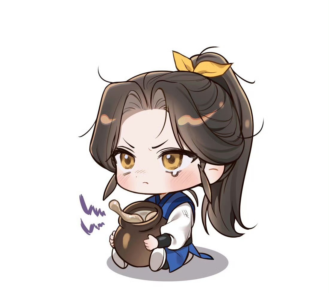 二哈和他的白猫师尊# 饿着肚子抱着鸡汤等着墨燃的夏司逆