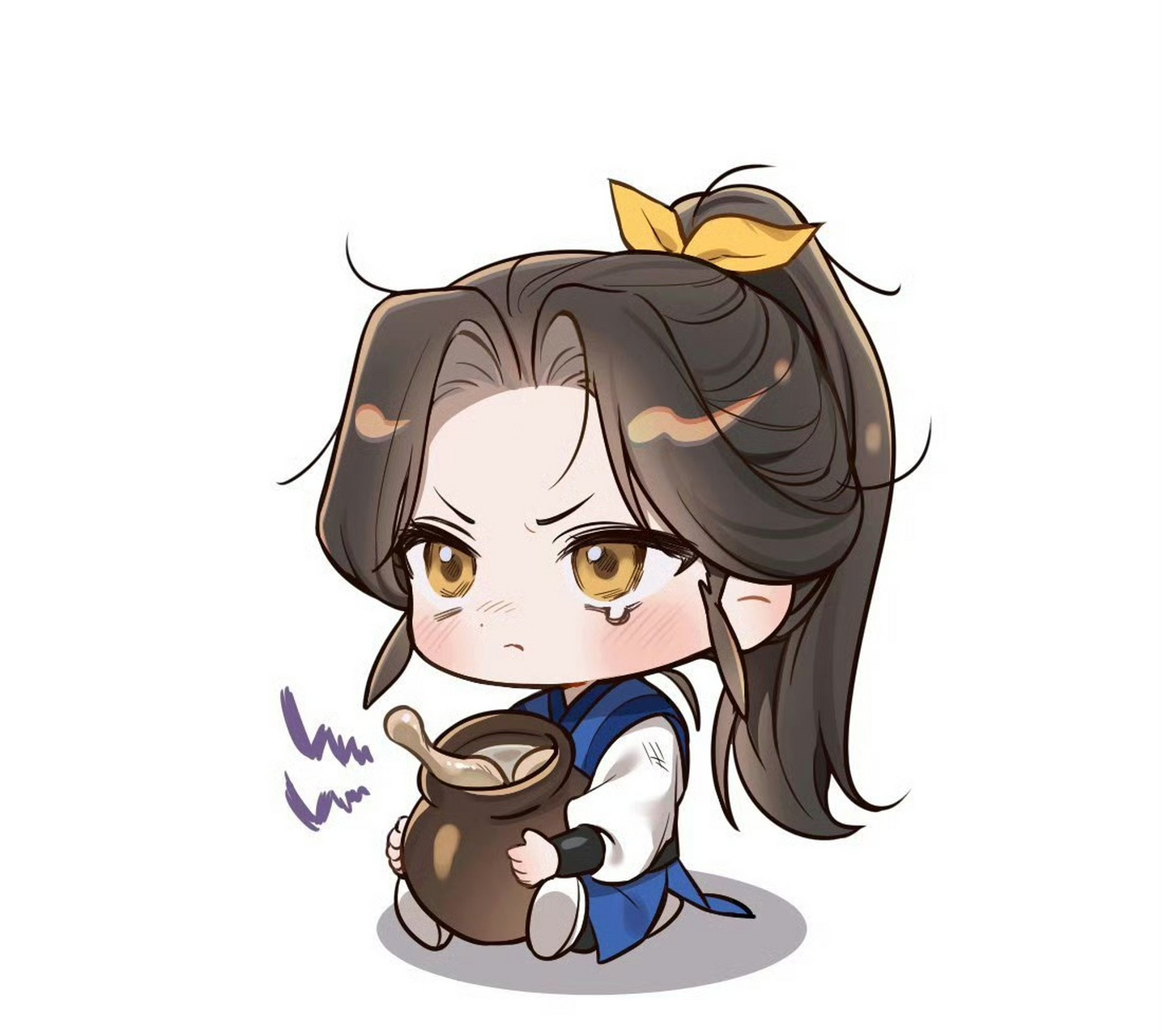 二哈和他的白猫师尊# 饿着肚子抱着鸡汤等着墨燃的夏司逆[可怜]