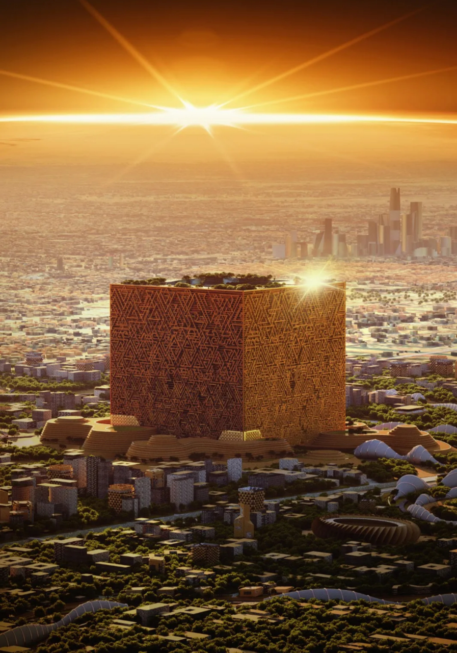 沙特利雅得穆卡布四方城,世界最大单体建筑,中国在建项目