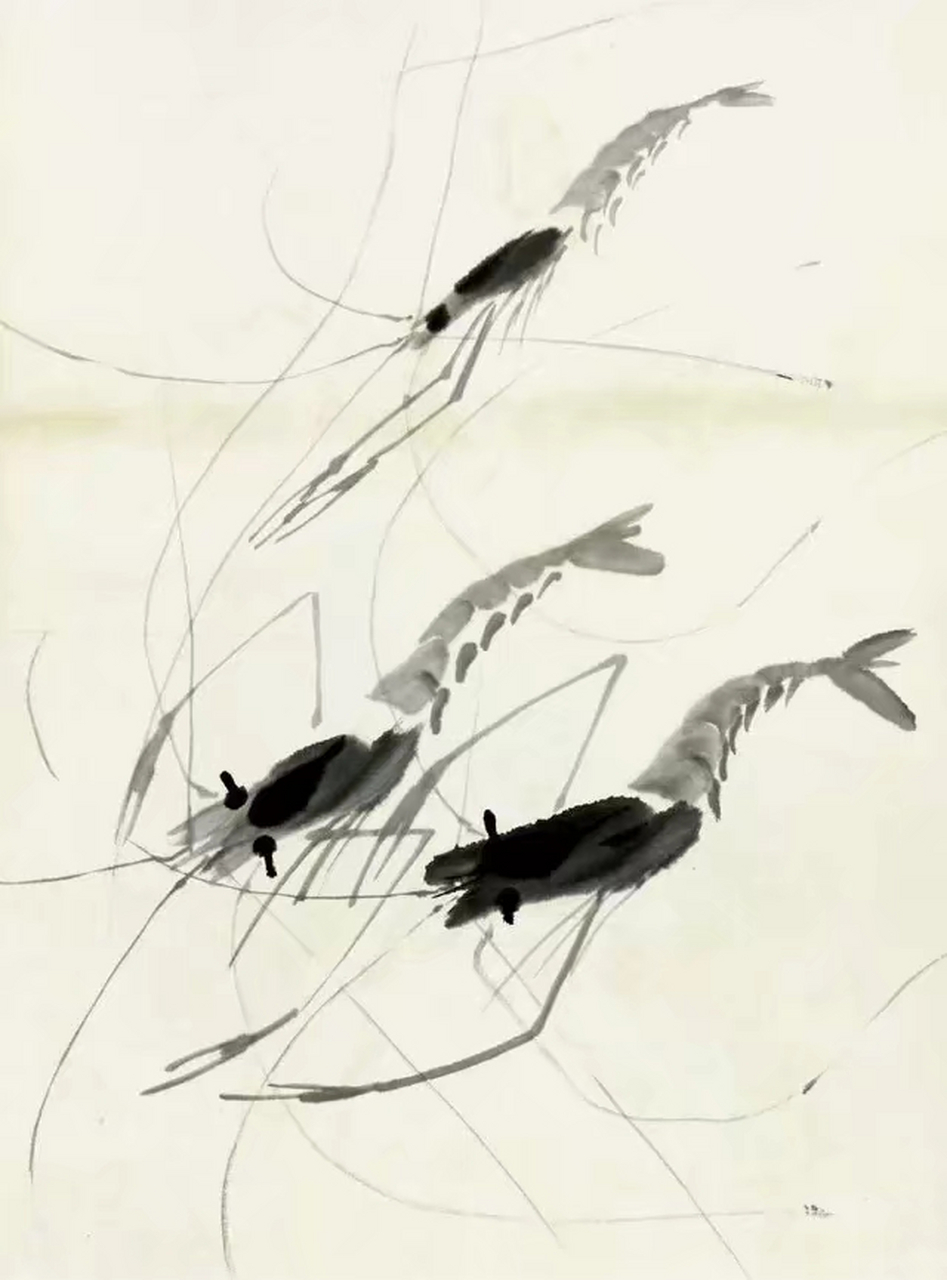 齐白石画虾,生动灵活,惟妙惟肖