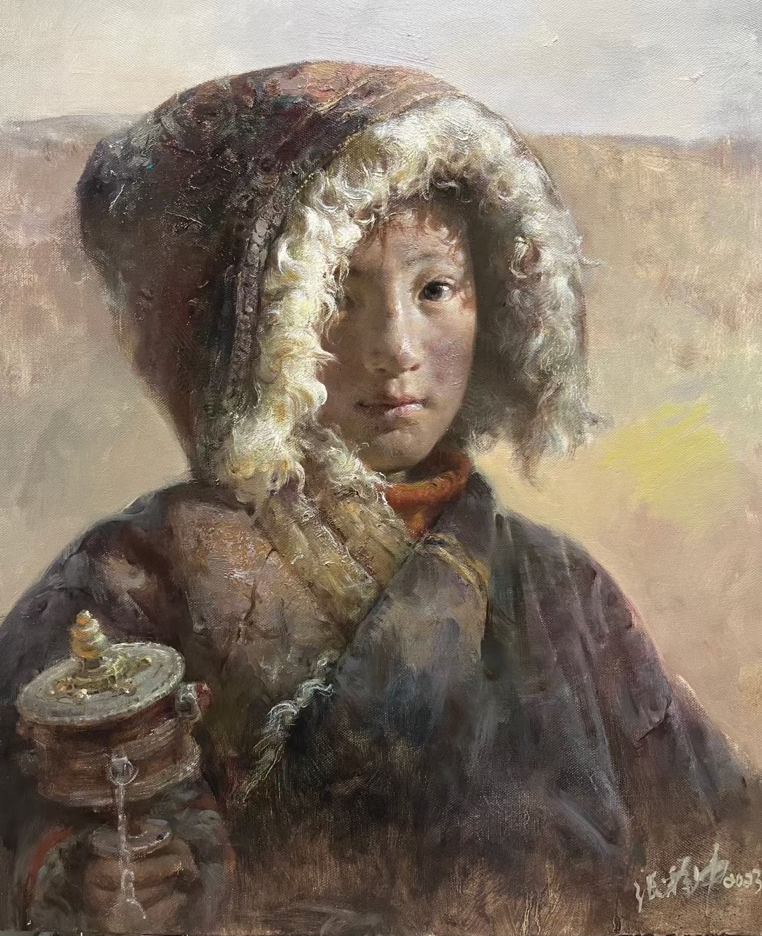 张释中少数民族青年女孩油画作品
