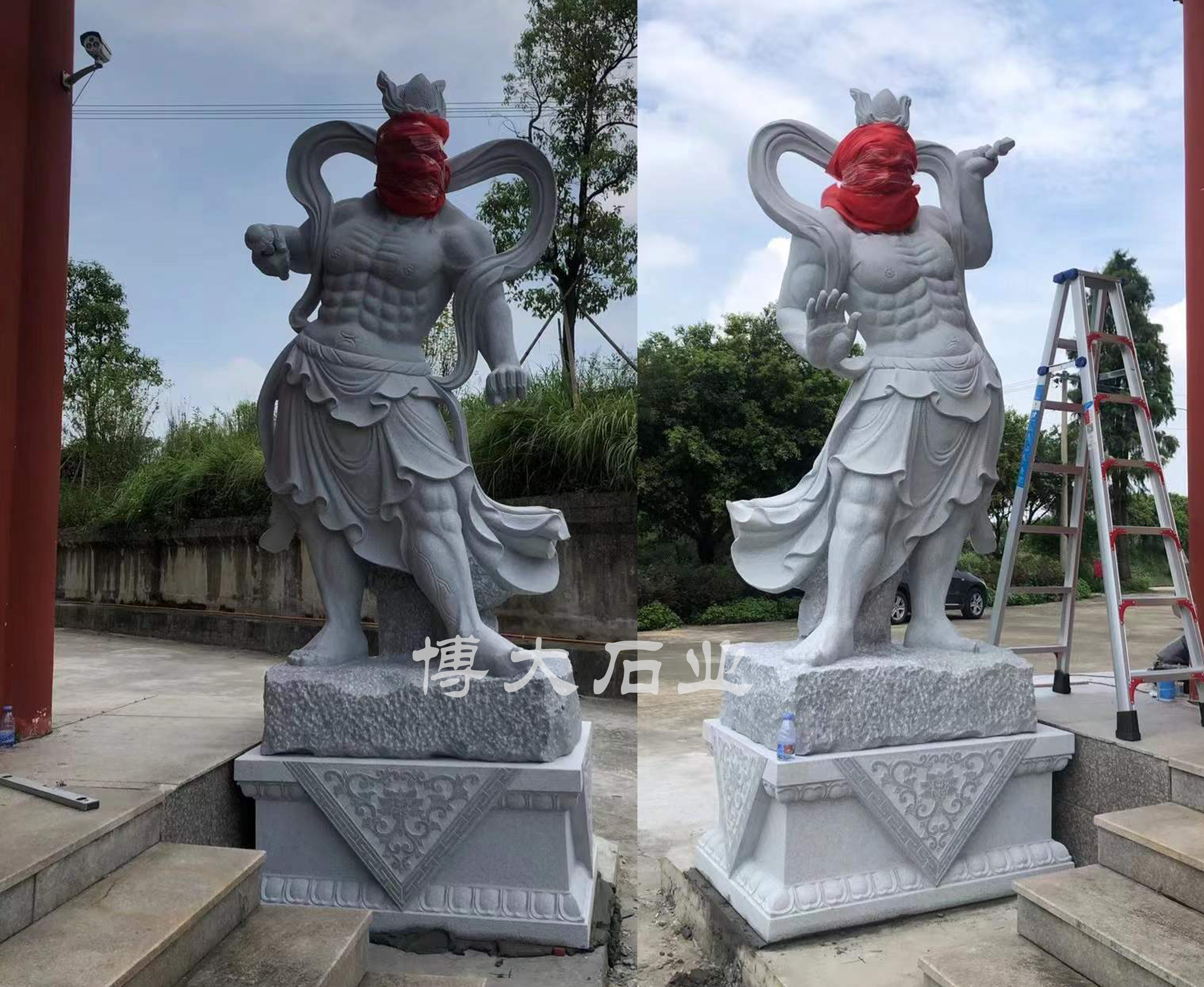 寺庙山门石雕哼哈二将