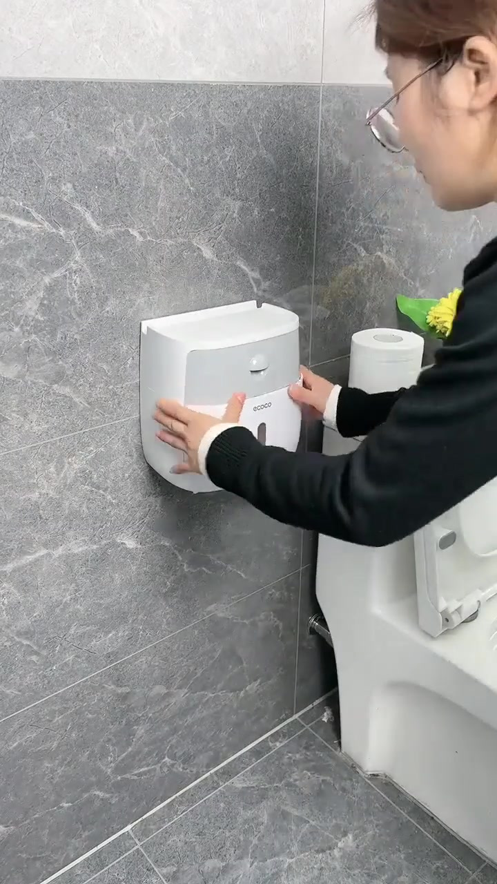 新款家居洗手间纸巾盒卫生间厕纸盒免打孔壁挂双层收纳置防水物架