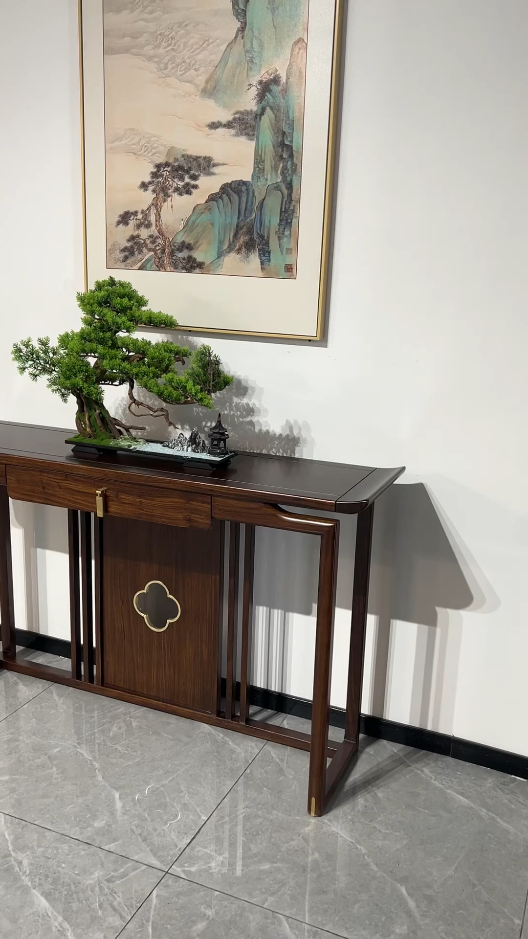 新中式实木入户玄关桌,简约装饰玄关台条案.