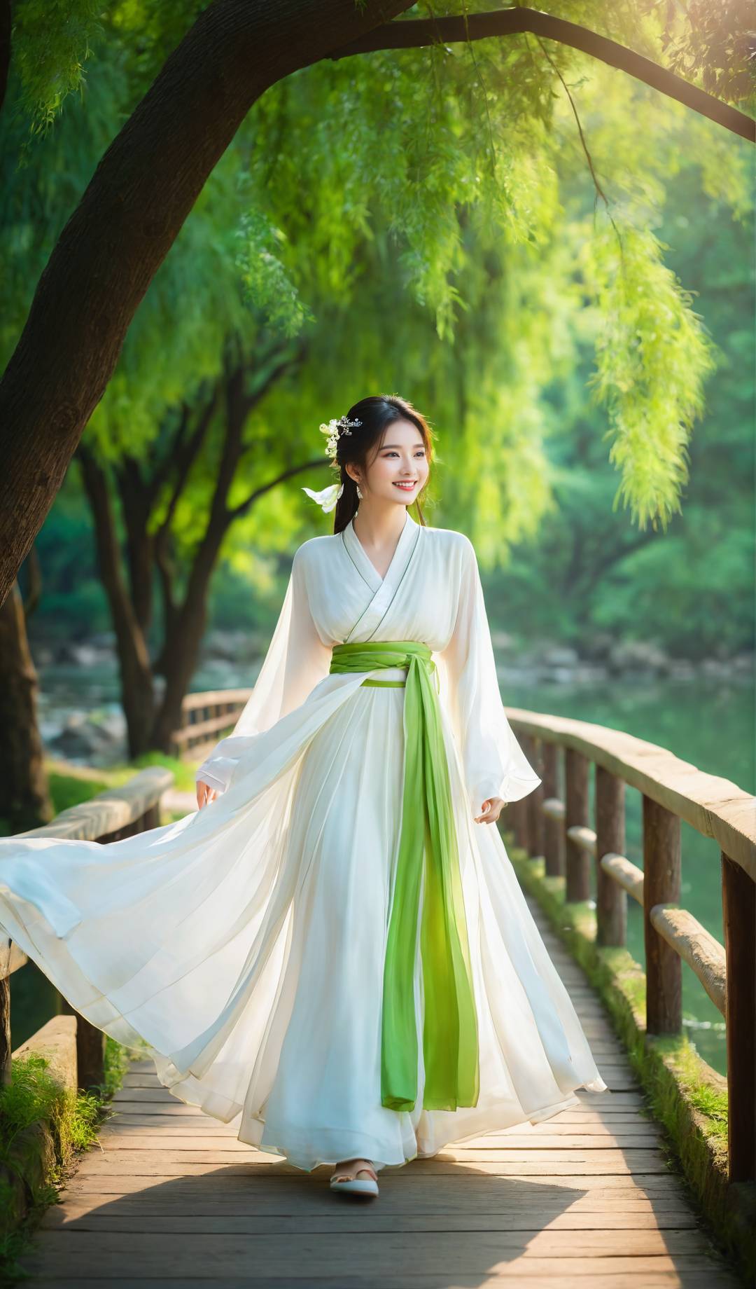 绿野仙踪里,淑女倩影,宛如诗中画境,明艳动人