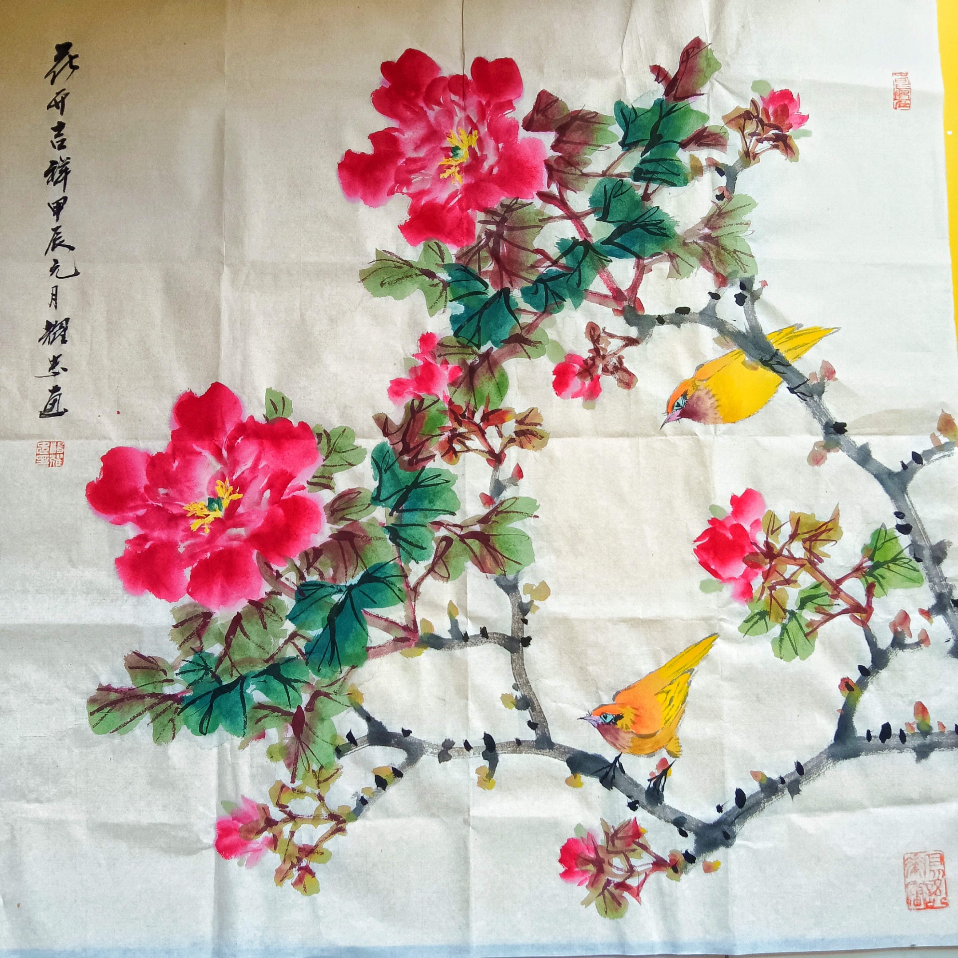 中美协上海创作中心画师杨耀忠国画《花鸟扇面61斗方》