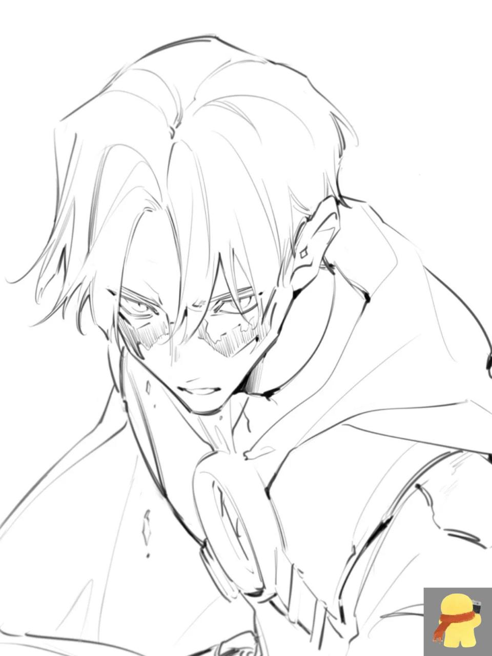 漫画男生线稿绘画参考素材 画师:5117 的作品 67