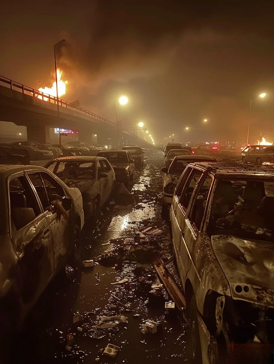 这张图片真的描绘了一个令人震撼的荒凉城市街道场景.