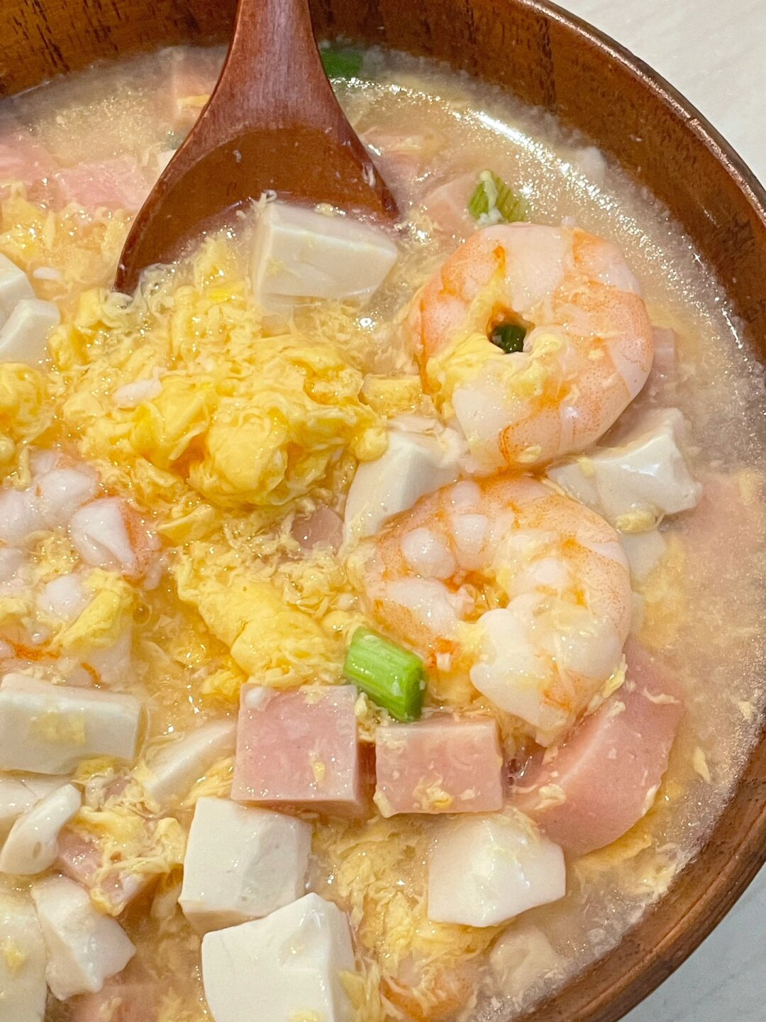 清爽嫩滑的豆腐火腿鸡蛋羹