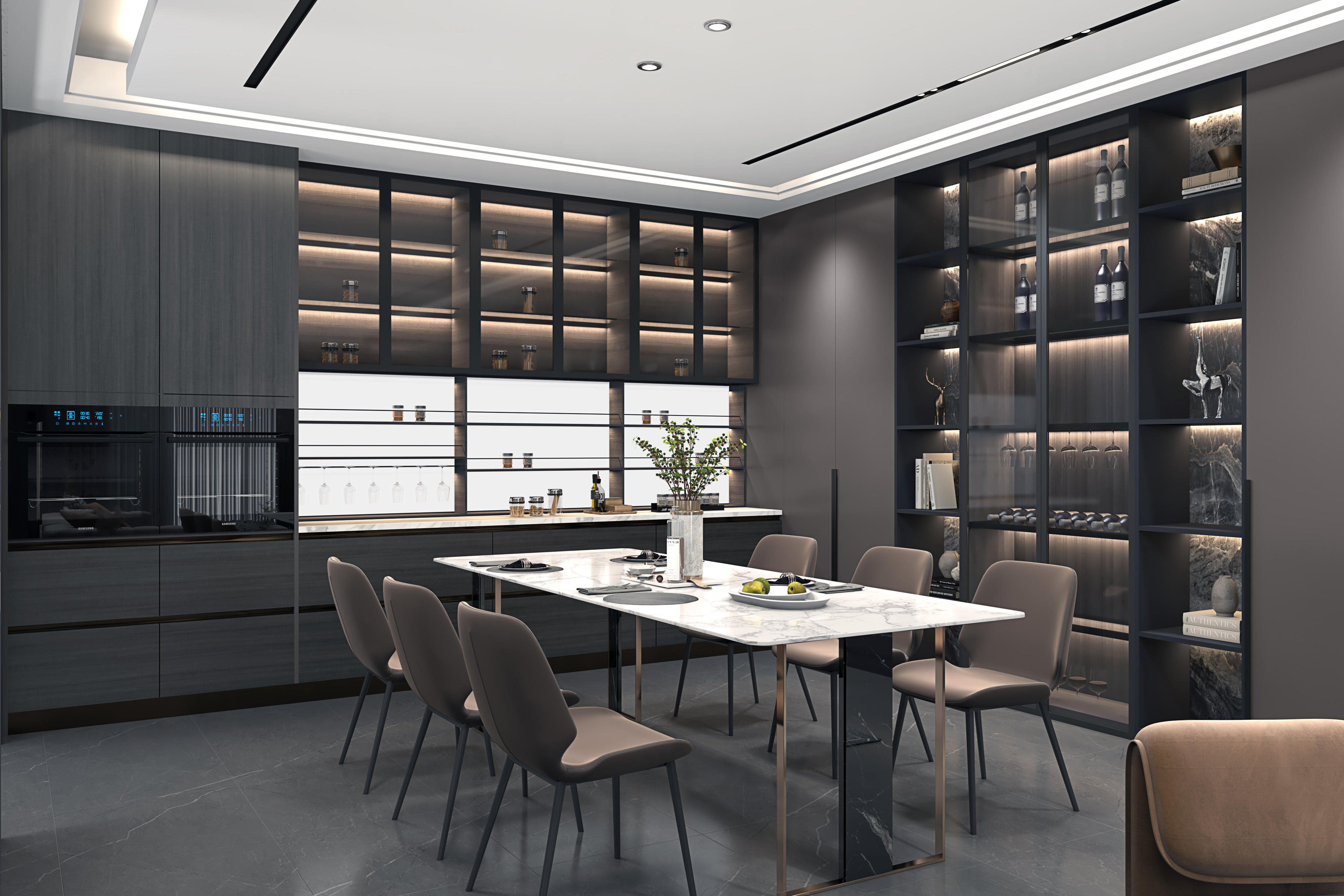 客餐厅酒柜设计,不仅是品味的体现更是生活的态度!简约轻奢风正当红.