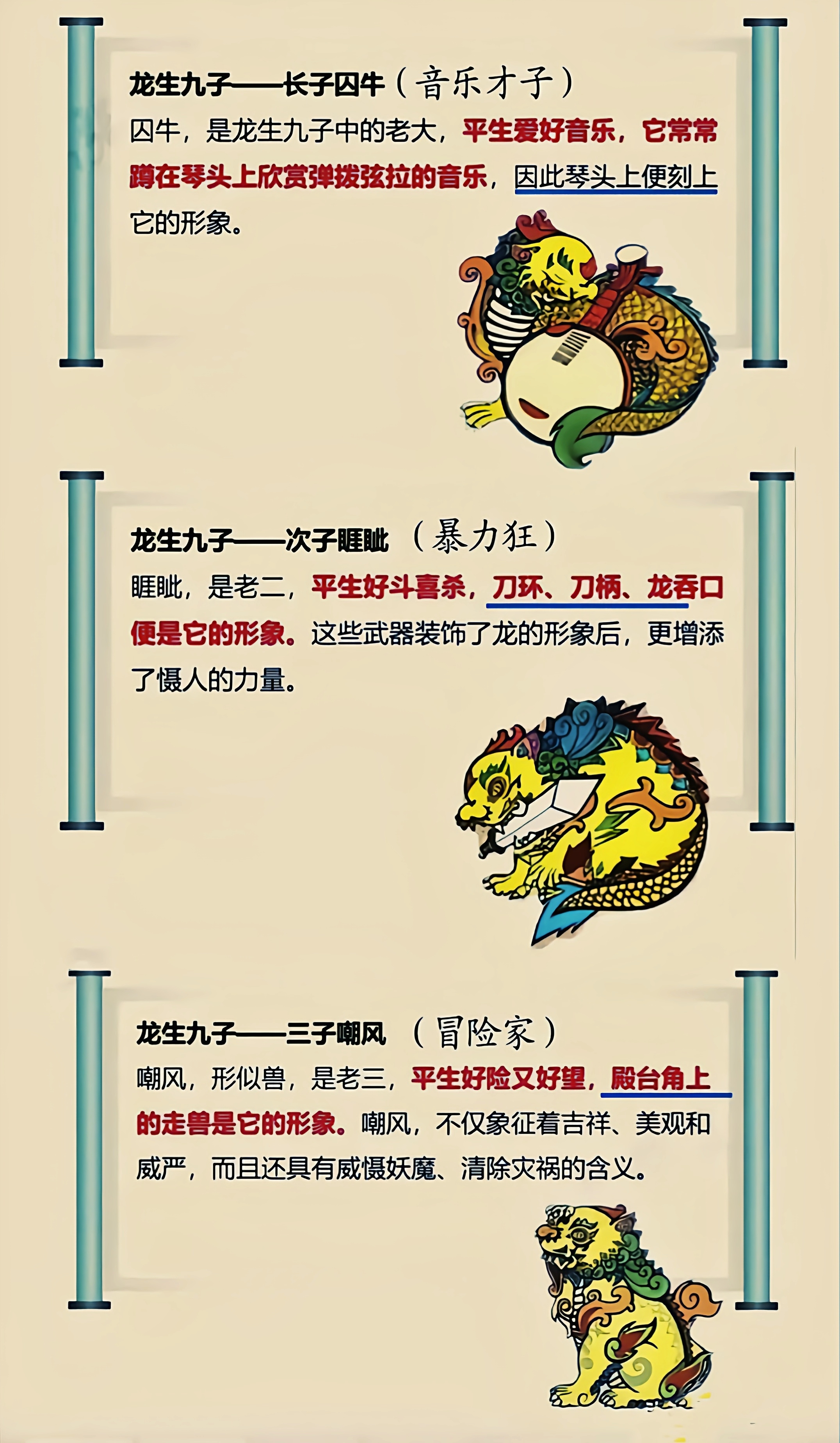 涨知识,龙生九子,凤育九雏,带你了解它们的名字,特点
