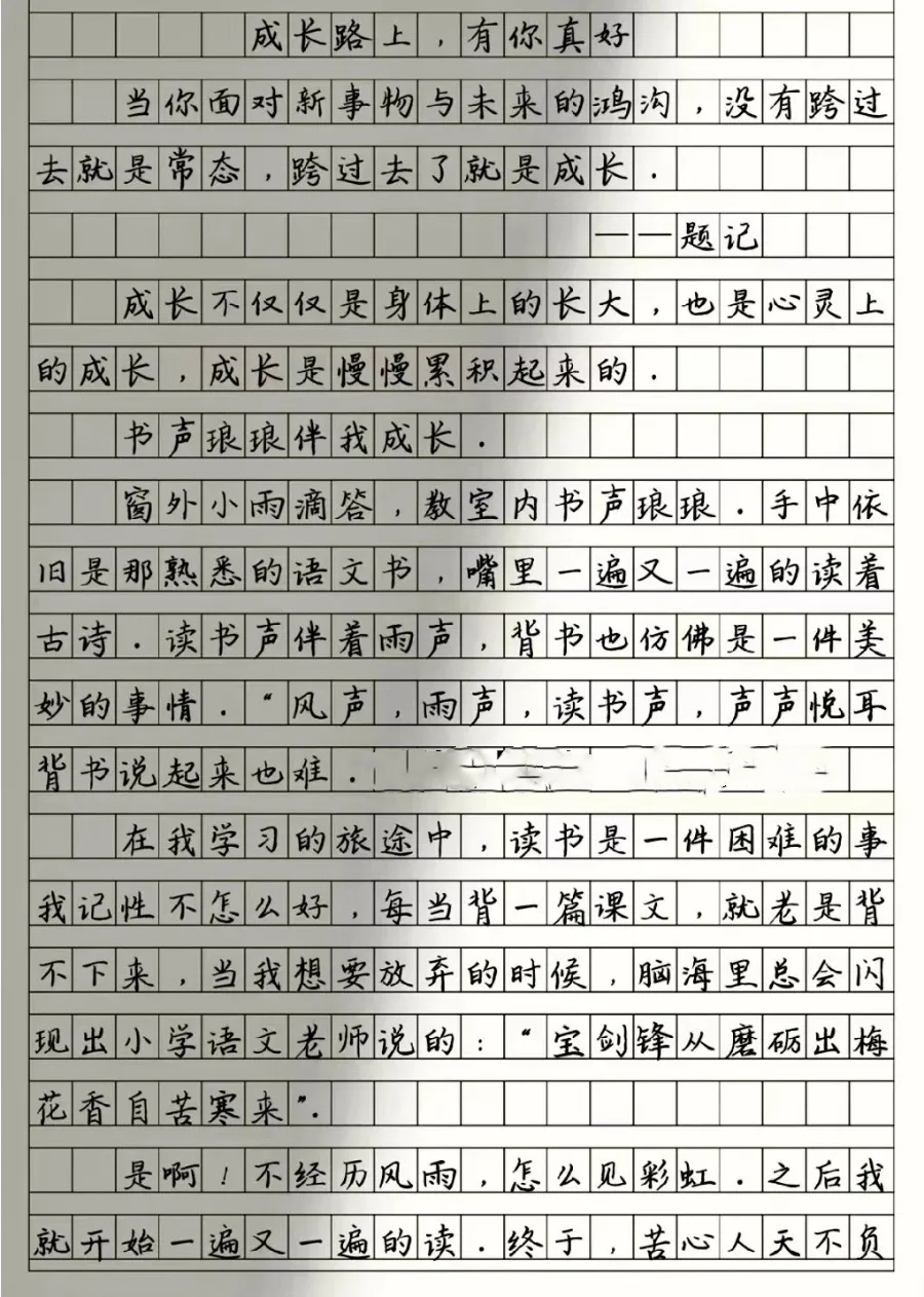 成长路上有你作文