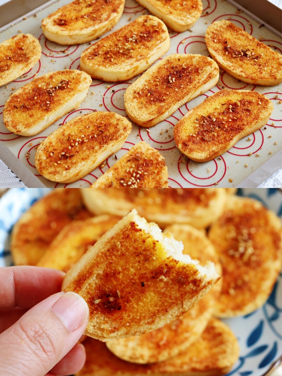 香烤馒头片,解馋小零嘴,简单美味烤箱美食 我家经常会吃一些面食,剩了