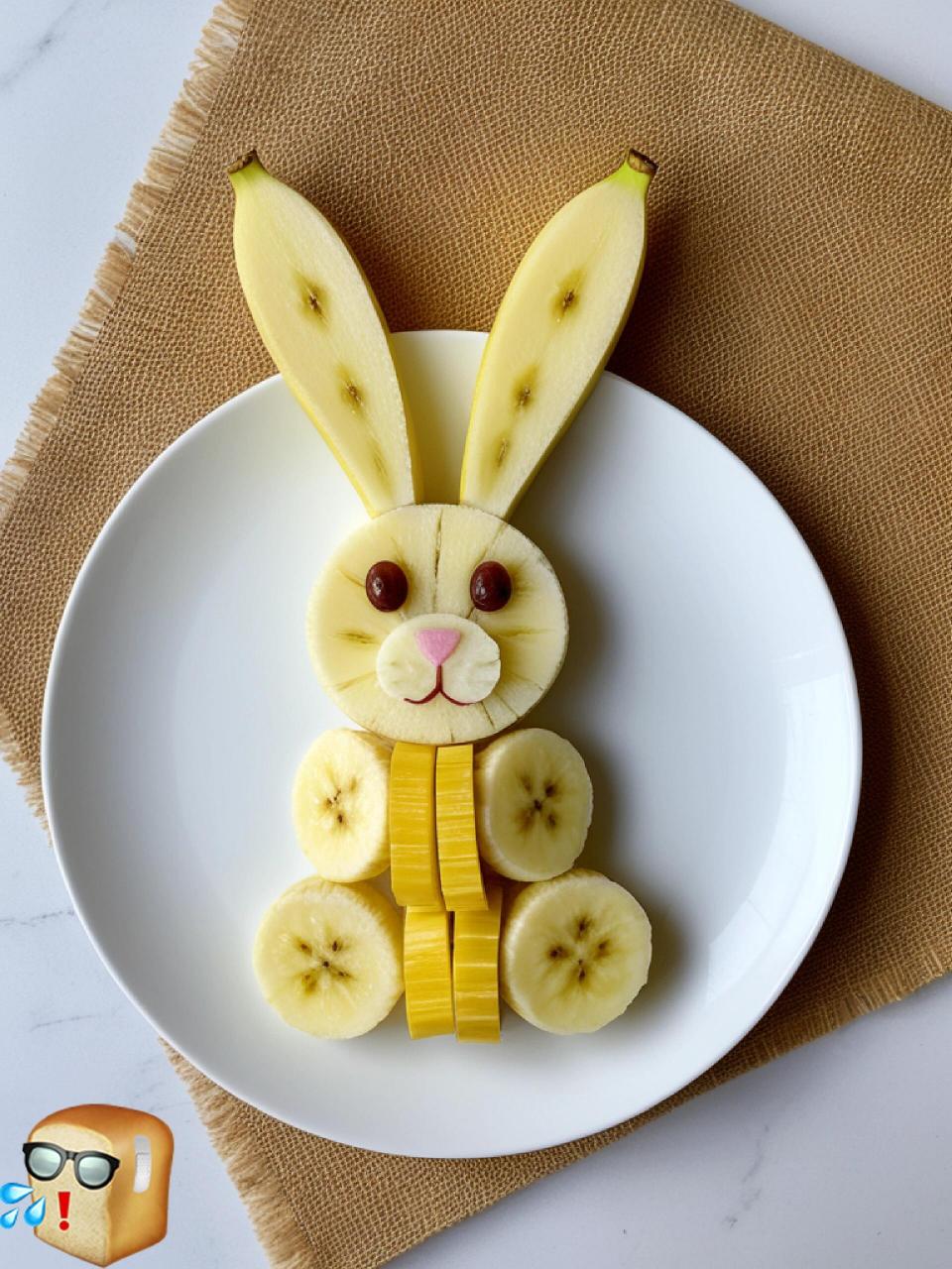 可爱的小兔子来啦!香蕉拼盘美食分享,,水果拼盘分享